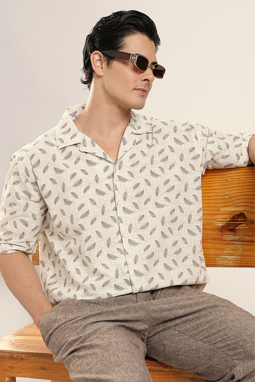 Sahara Leaf Relaxed Boxy Printed Shirt