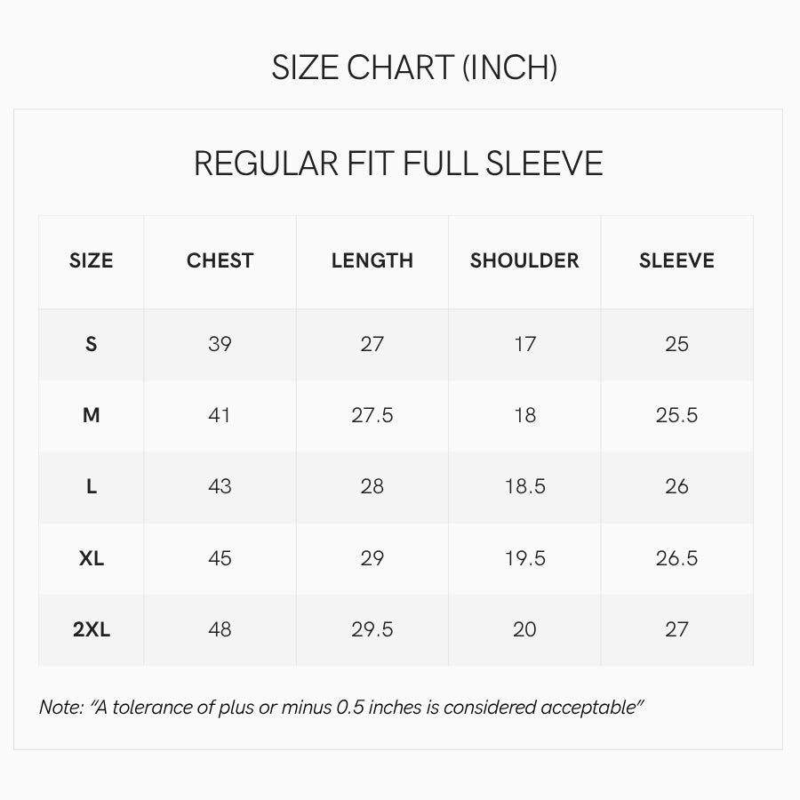 Size chart INCH