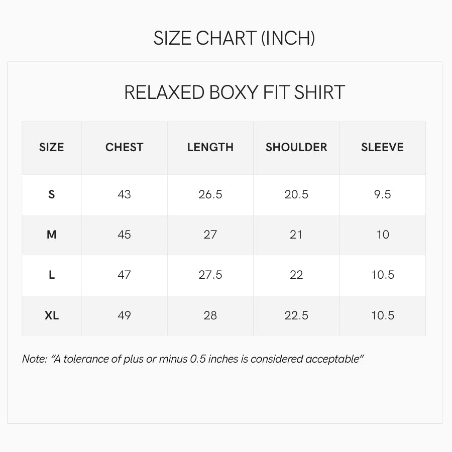 Size chart INCH