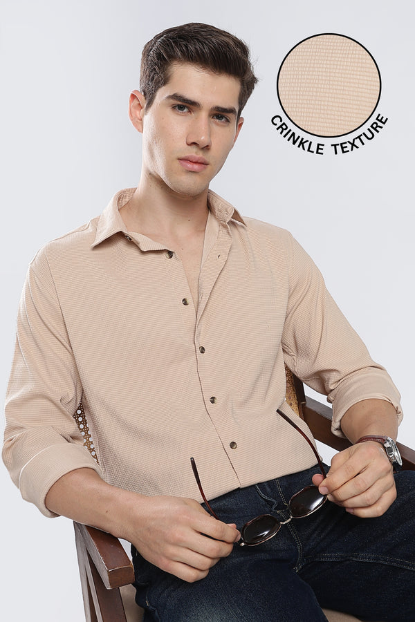 Beige Seer Sucker Shirt