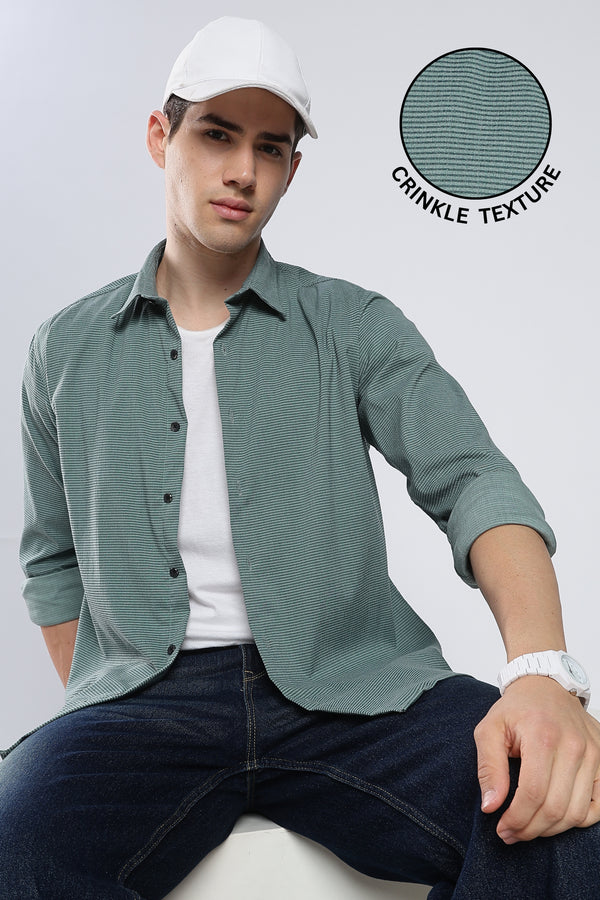Green Sage Seer Sucker Shirt