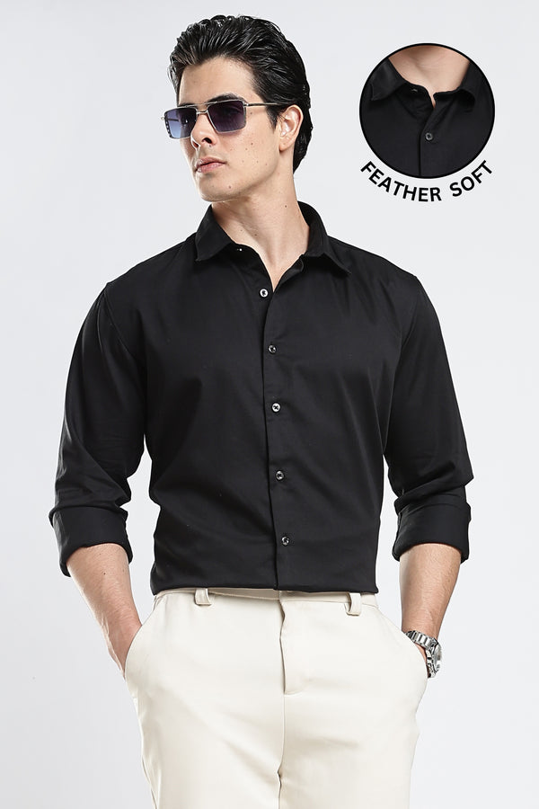Black Cotton Satin Shirt
