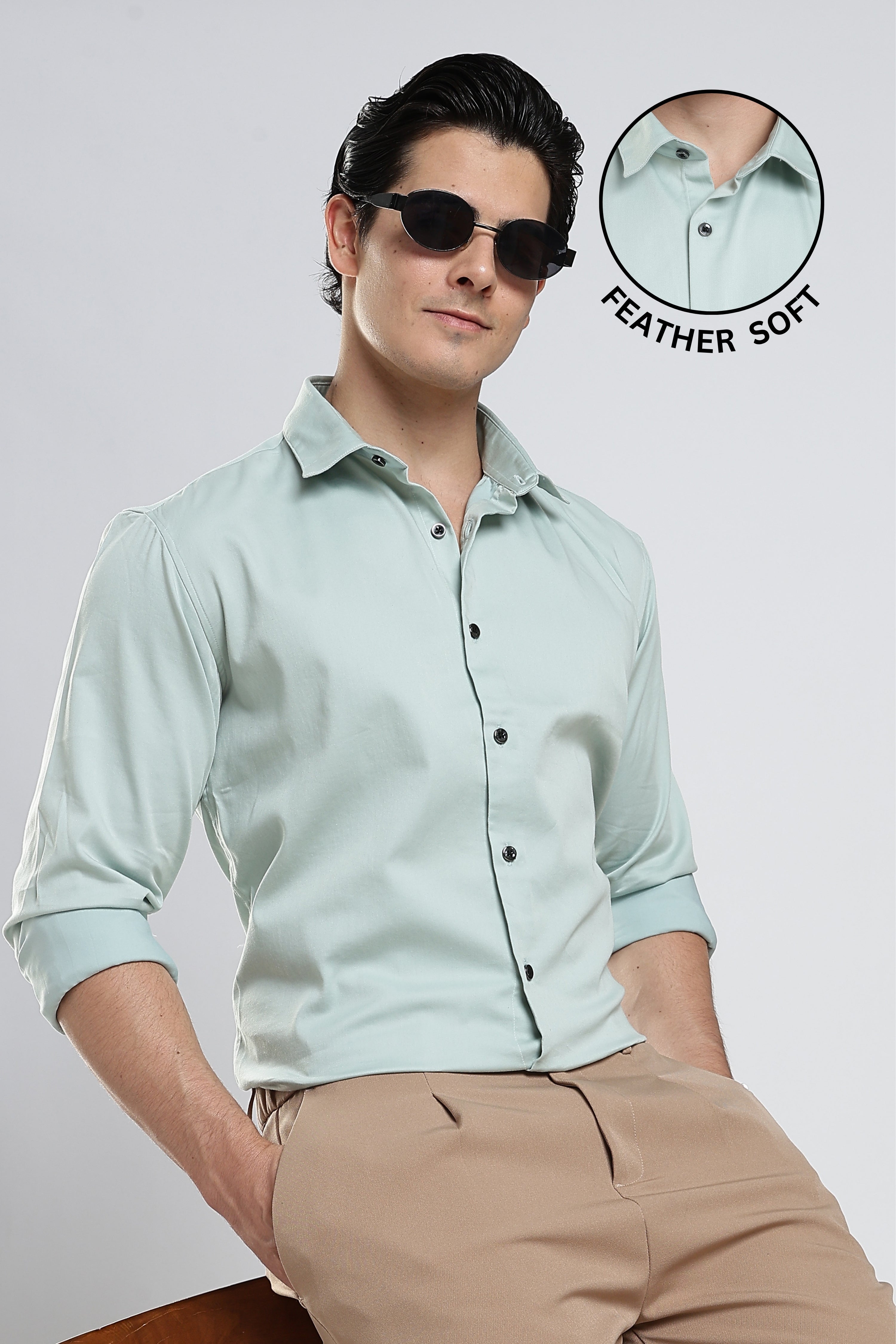 Sage Mint Cotton Satin Shirt