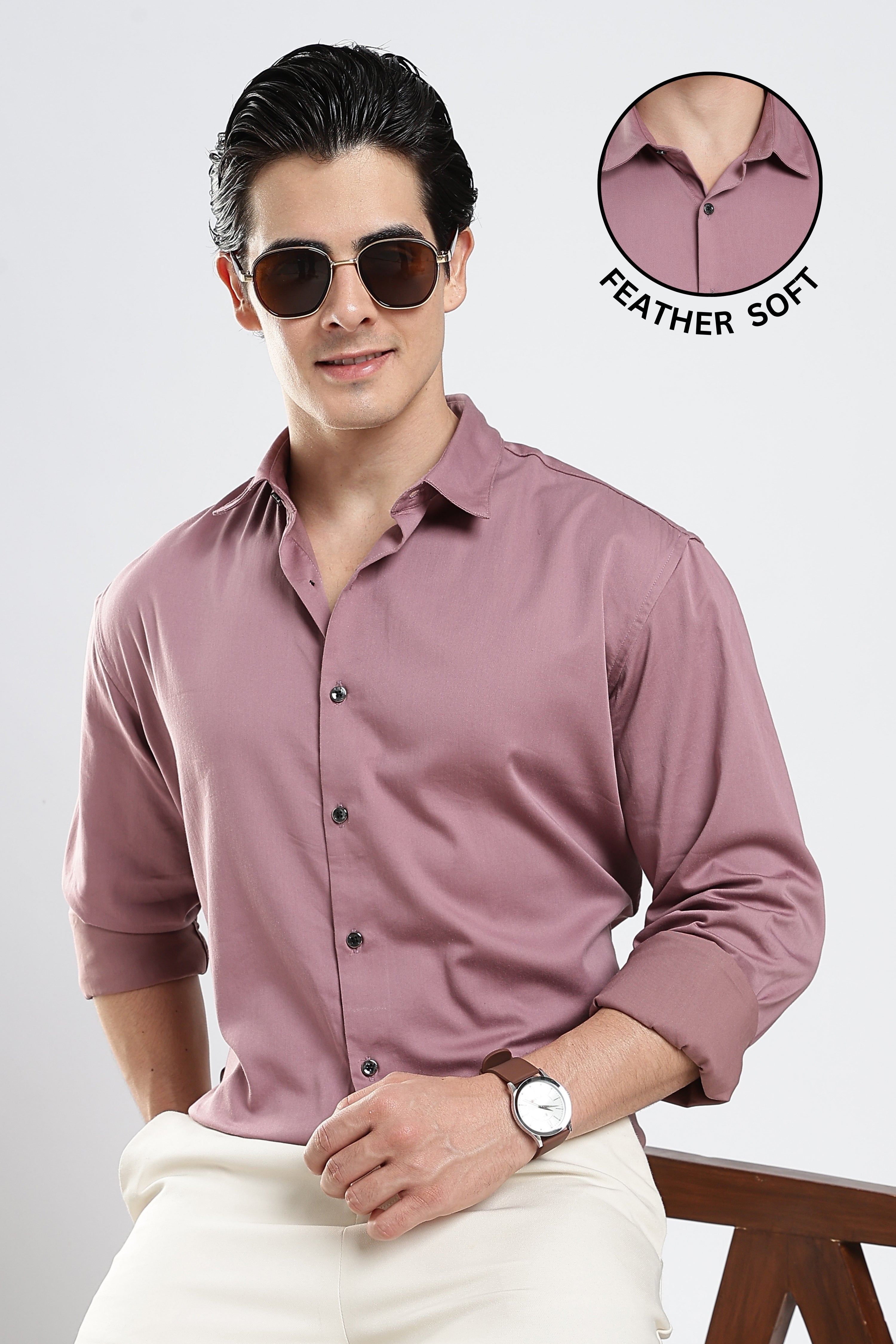 Dusty Rose Cotton Satin Shirt