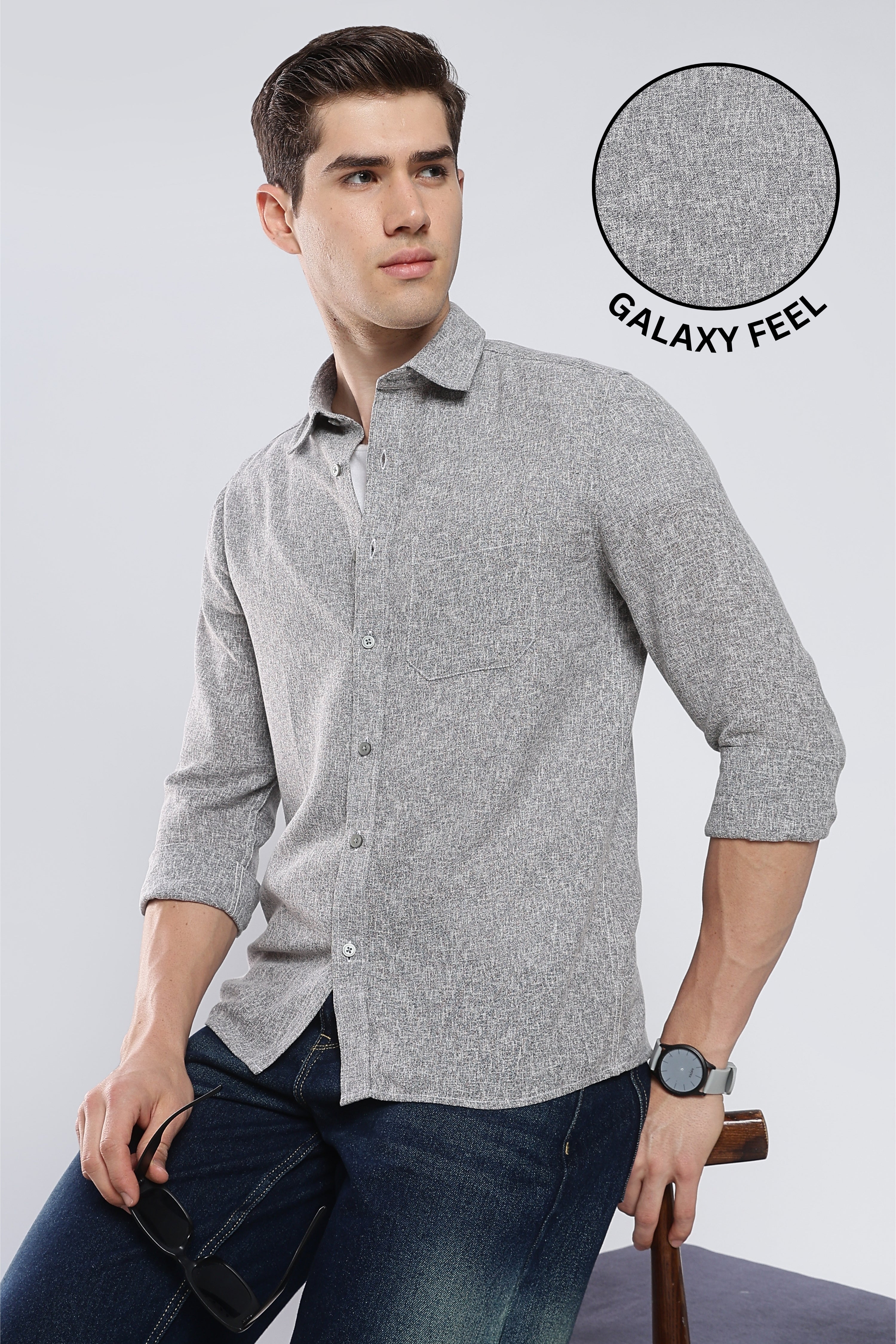 Grey Galaxy Imported Linen Shirt
