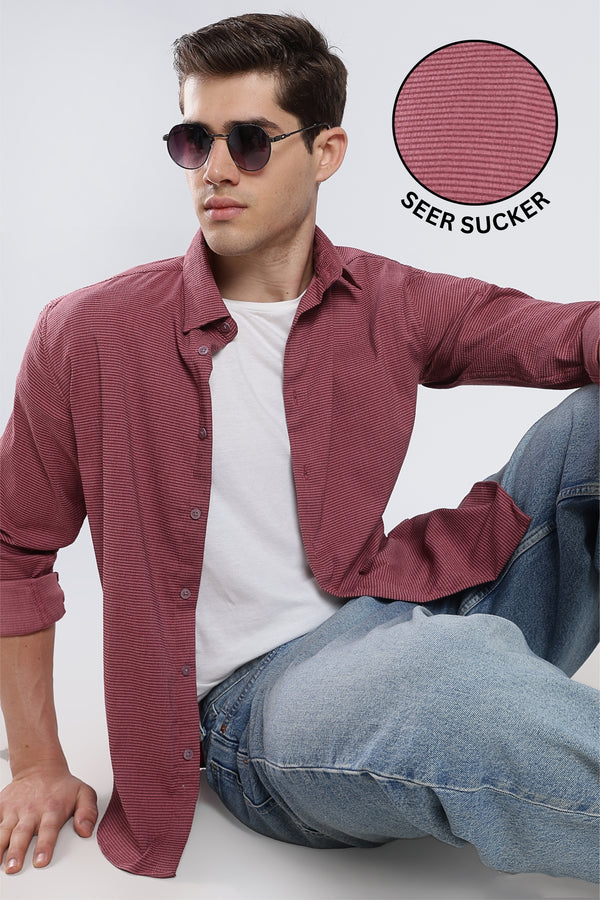 Maroon Wine Seer Sucker Shirt