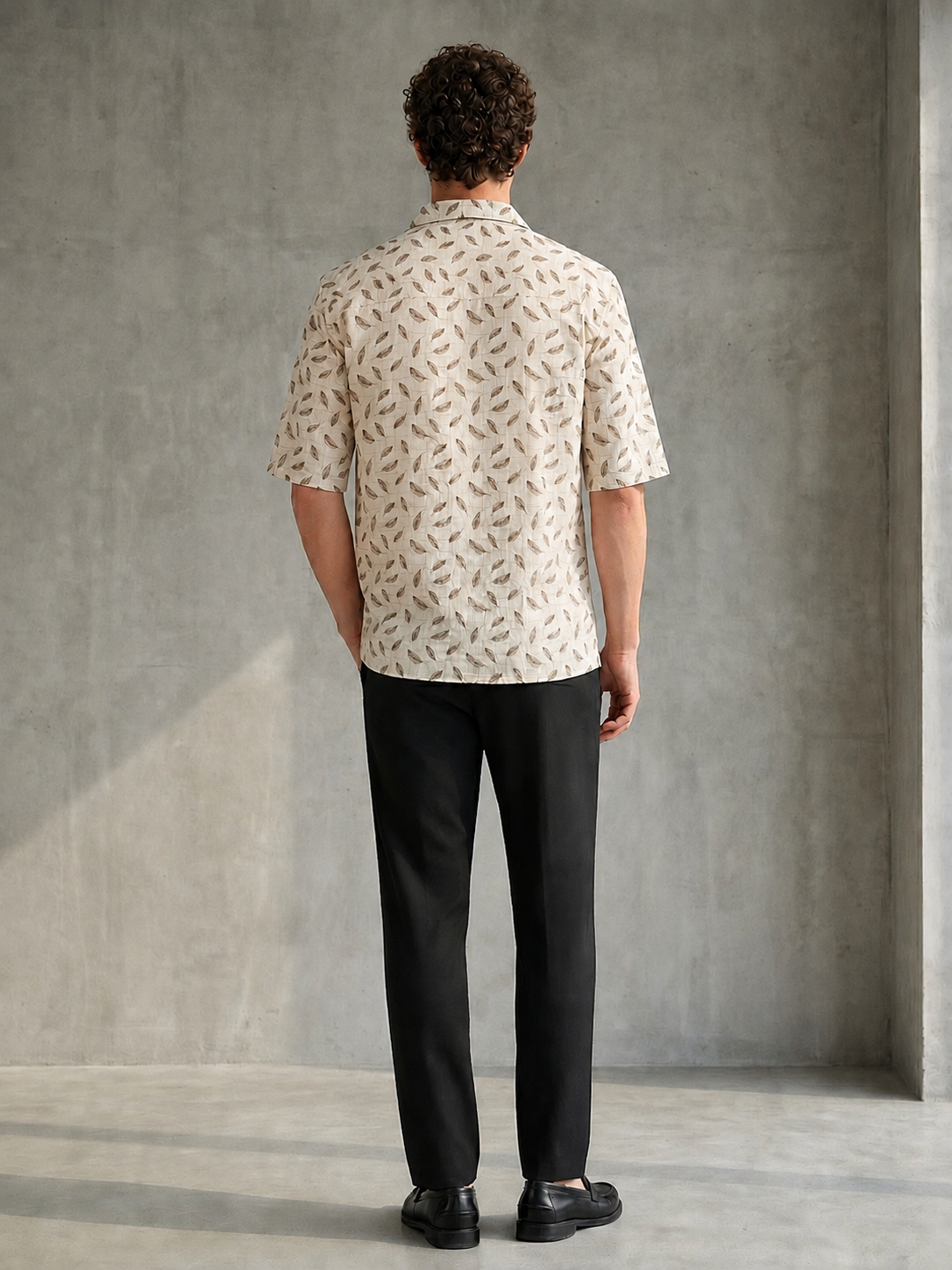 Sahara Cream Leaf Printed Shirt