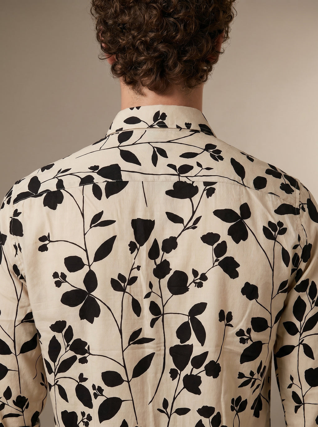 Cream Shadow Leaf Printed Shirt
