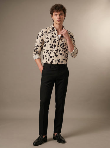 Cream Shadow Leaf Printed Shirt