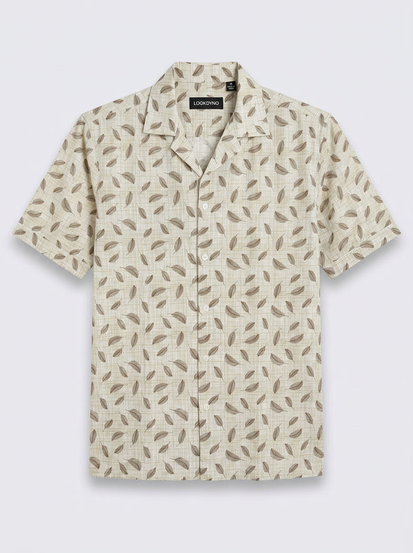 Sahara Cream Leaf Printed Shirt