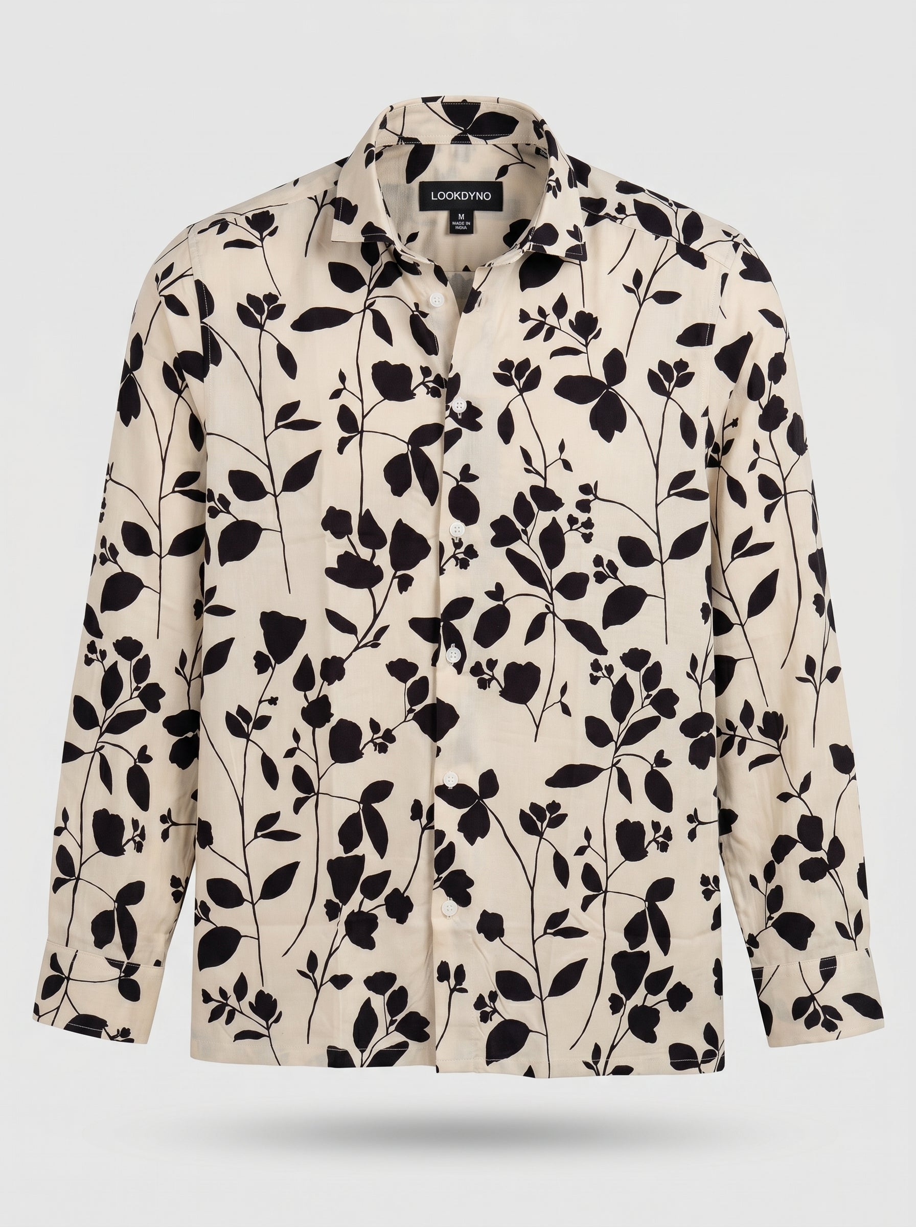Cream Shadow Leaf Printed Shirt
